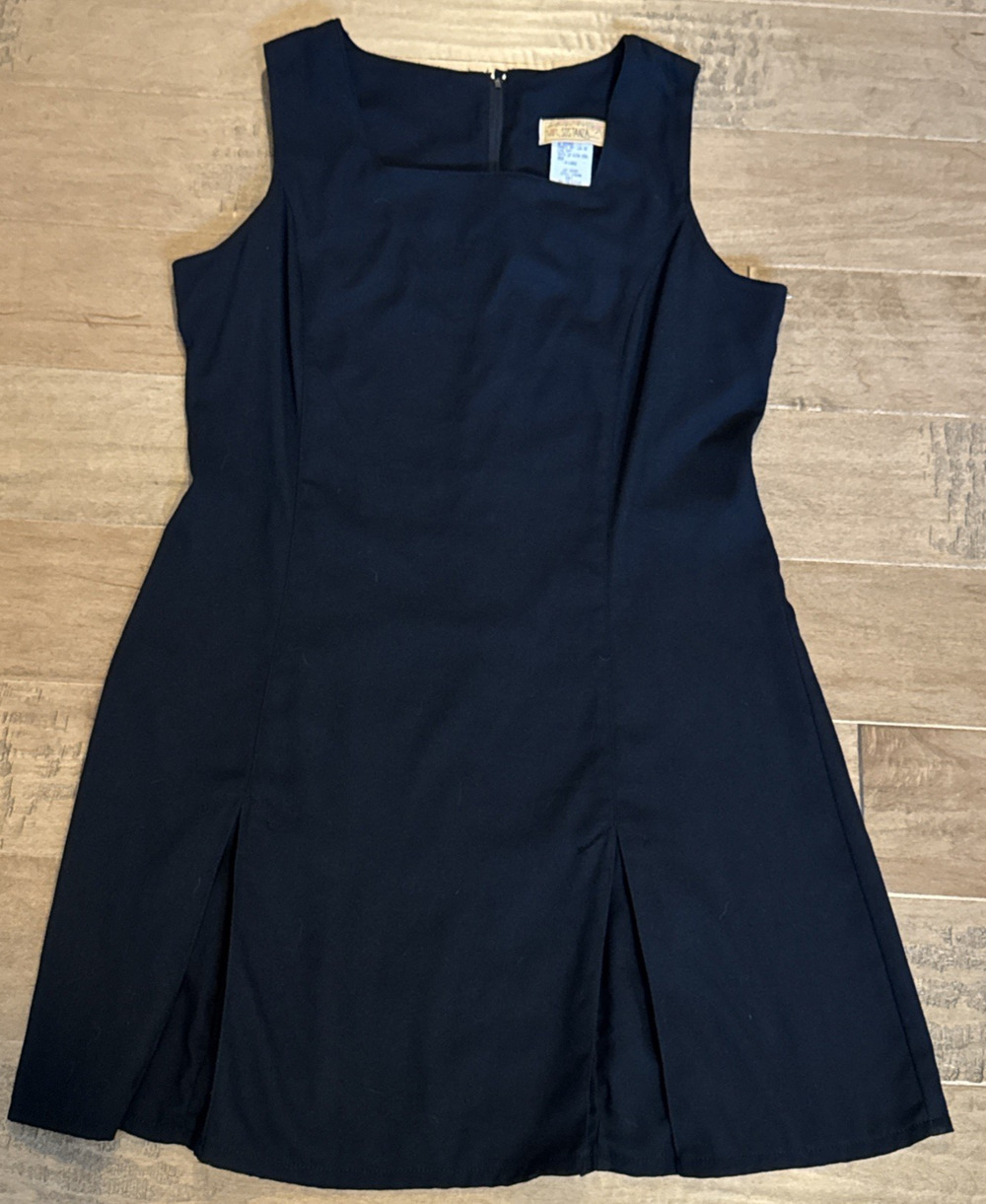 VTG 90s Sostanza Black Square Neck Sheath Dress XL Sleeveless Minimalist USA Mad